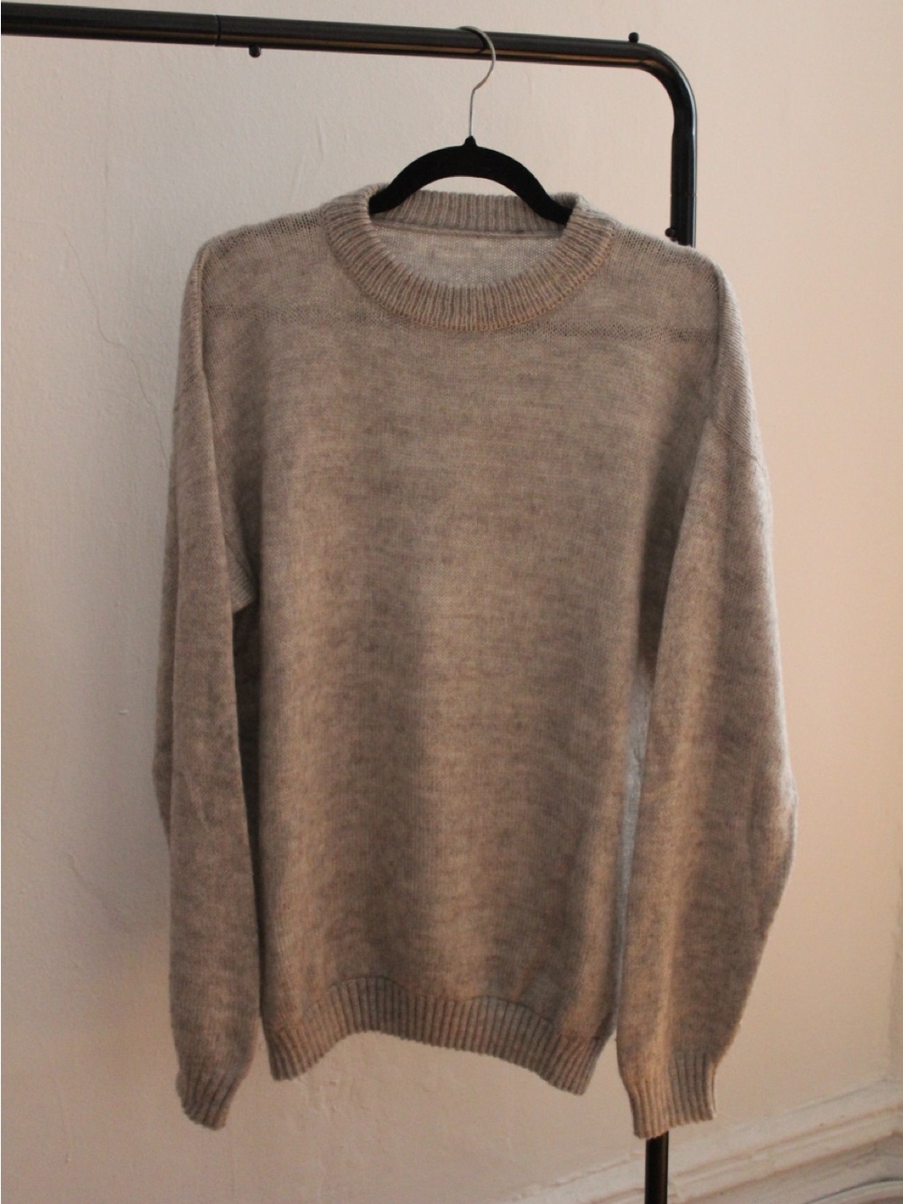 Vintage Dove Gray Peruvian Alpaca Crewneck Sweater